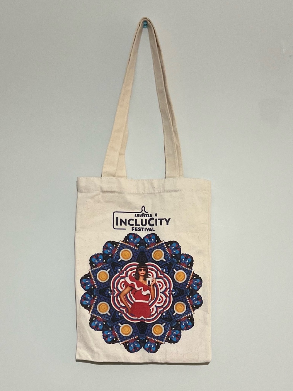 Cream Canvas Tote with Colorful Mandala Print